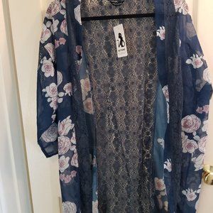 Feitong Blue Floral Print Komono